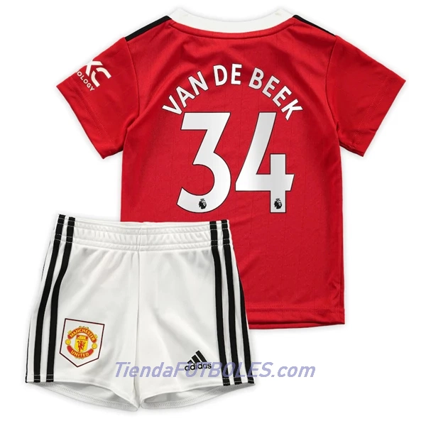 Conjunto Manchester United Van De Beek 34 Niño Primera 2022/23