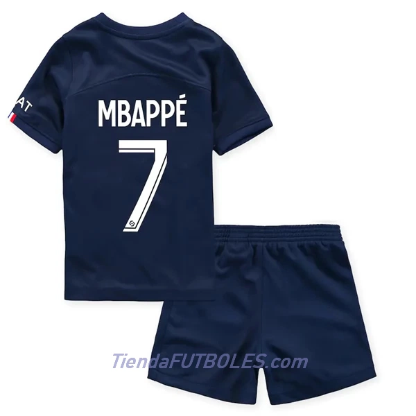 Conjunto Paris Saint-Germain Mbappé 7 Niño Primera 2022/23