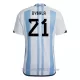 Camiseta Argentina Dybala 21 Hombre Primera Mundial 2022