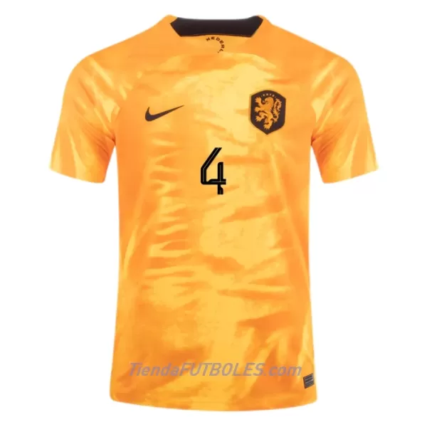 Camiseta Virgil 4 Países Bajos Hombre Primera Mundial 2022