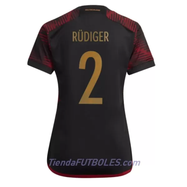 Camiseta Alemania Antonio Rudiger 2 Mujer Segunda Mundial 2022