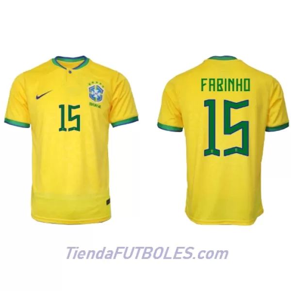 Camiseta Brasil Fabinho 15 Hombre Primera Mundial 2022