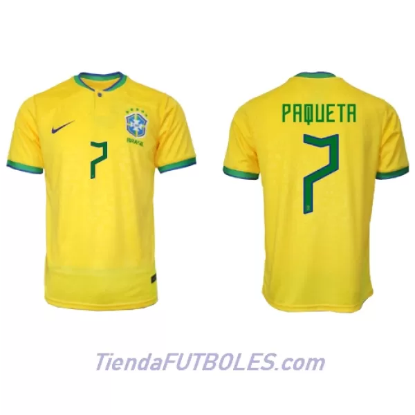 Camiseta Brasil Lucas Paqueta 7 Hombre Primera Mundial 2022