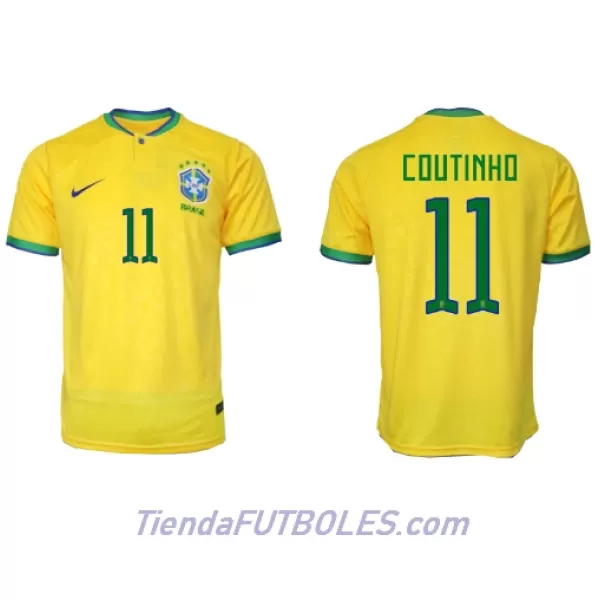 Camiseta Brasil Philippe Coutinho 11 Hombre Primera Mundial 2022