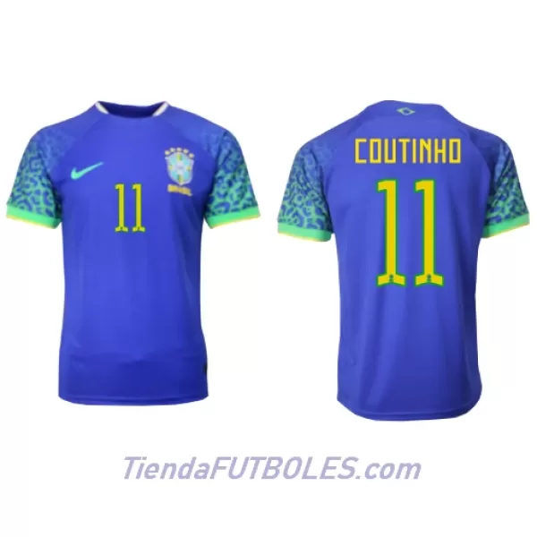 Camiseta Brasil Philippe Coutinho 11 Hombre Segunda Mundial 2022