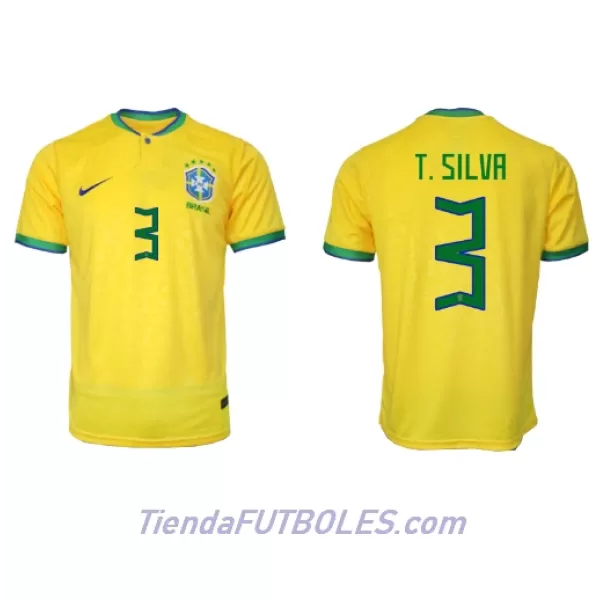 Camiseta Brasil Thiago Silva 3 Hombre Primera Mundial 2022