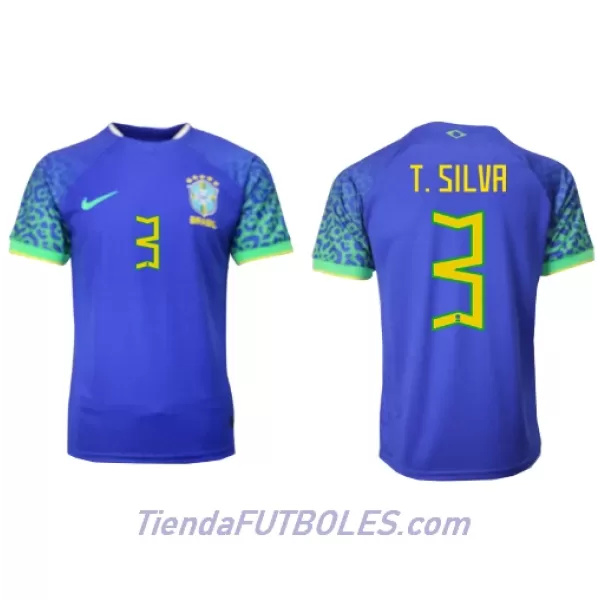 Camiseta Brasil Thiago Silva 3 Hombre Segunda Mundial 2022