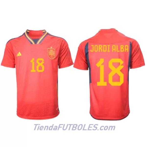 Camiseta España Jordi Alba 18 Hombre Primera Mundial 2022