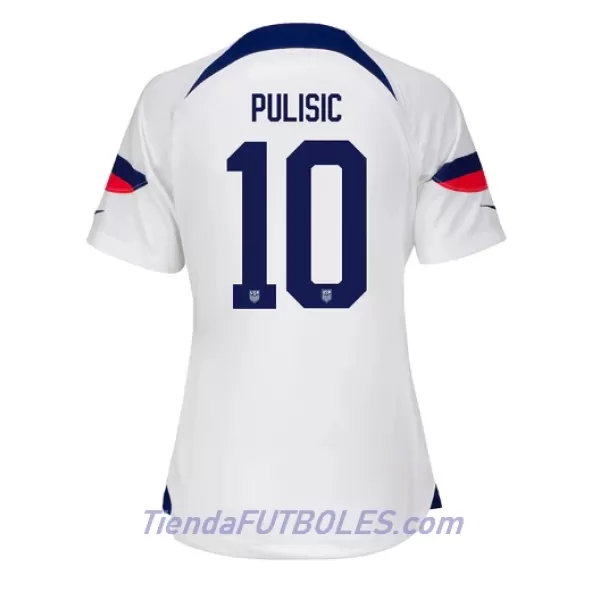 Camiseta Estados Unidos Christian Pulisic 10 Mujer Primera Mundial 2022