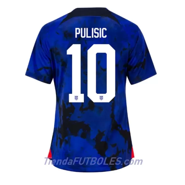Camiseta Estados Unidos Christian Pulisic 10 Mujer Segunda Mundial 2022