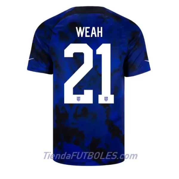 Camiseta Estados Unidos Timothy Weah 21 Hombre Segunda Mundial 2022