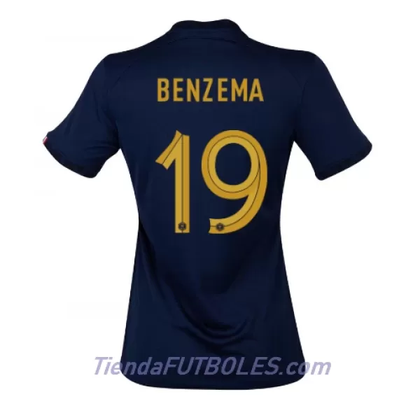 Camiseta Francia Karim Benzema 19 Mujer Primera Mundial 2022