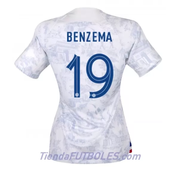 Camiseta Francia Karim Benzema 19 Mujer Segunda Mundial 2022