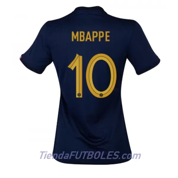 Camiseta Francia Kylian Mbappé 10 Mujer Primera Mundial 2022