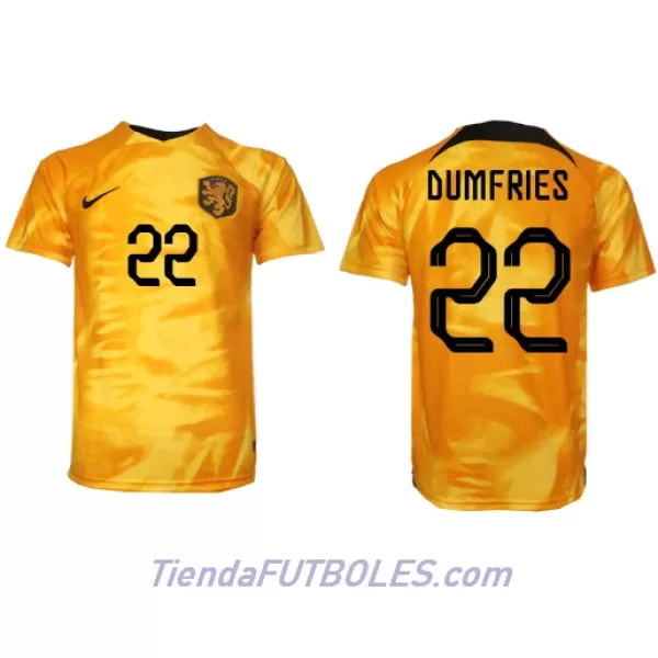 Camiseta Países Bajos Denzel Dumfries 22 Hombre Primera Mundial 2022