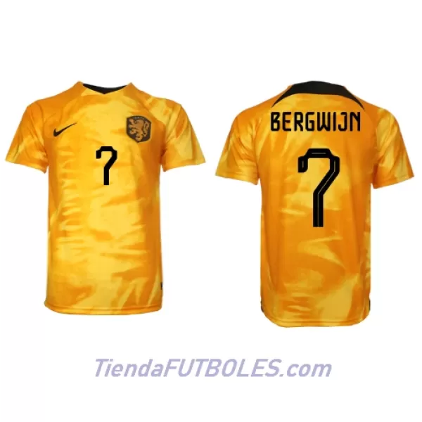 Camiseta Países Bajos Steven Bergwijn 7 Hombre Primera Mundial 2022