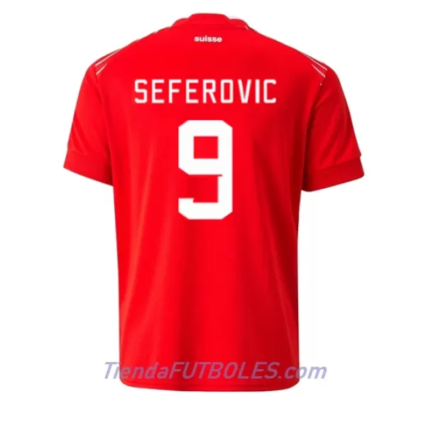 Camiseta Suiza Haris Seferovic 9 Hombre Primera Mundial 2022