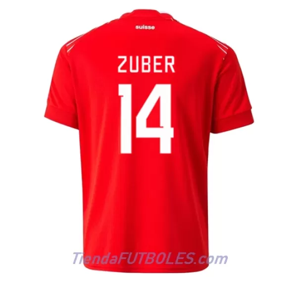 Camiseta Suiza Steven Zuber 14 Hombre Primera Mundial 2022