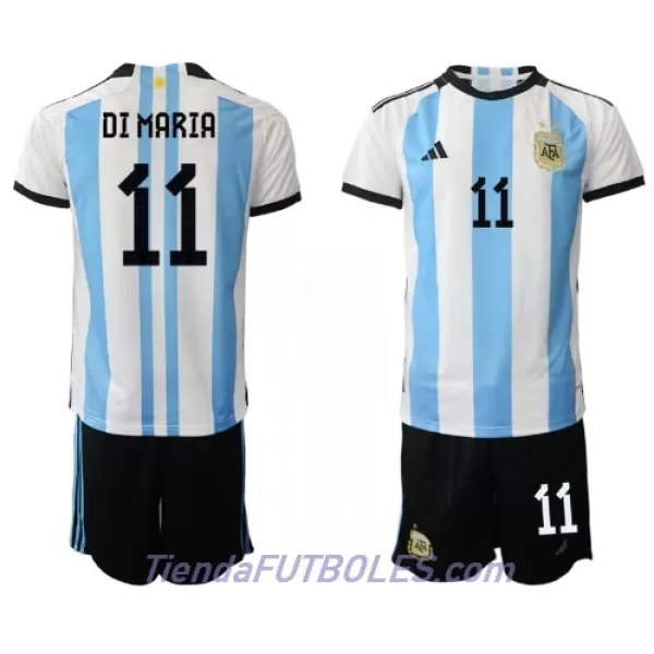 Conjunto Argentina Angel Di Maria 11 Niño Primera Mundial 2022