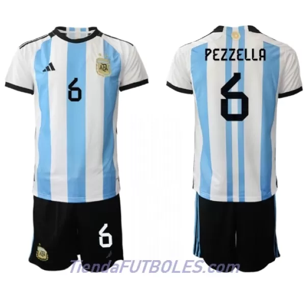 Conjunto Argentina German Pezzella 6 Niño Primera Mundial 2022