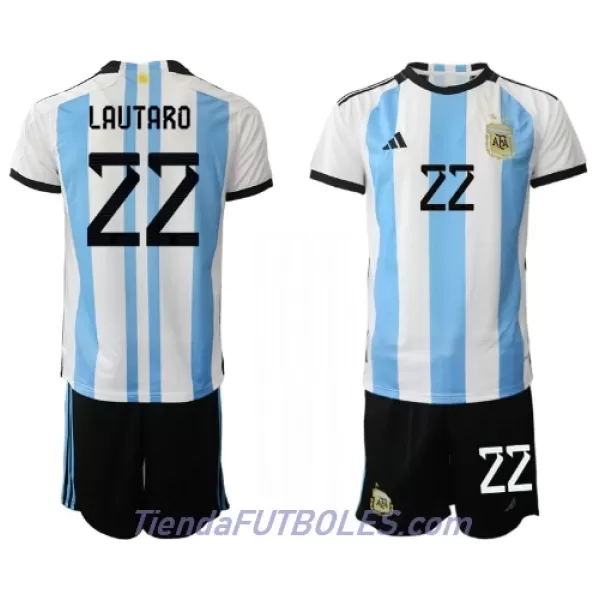 Conjunto Argentina Lautaro Martinez 22 Niño Primera Mundial 2022