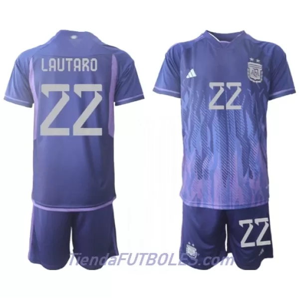 Conjunto Argentina Lautaro Martinez 22 Niño Segunda Mundial 2022