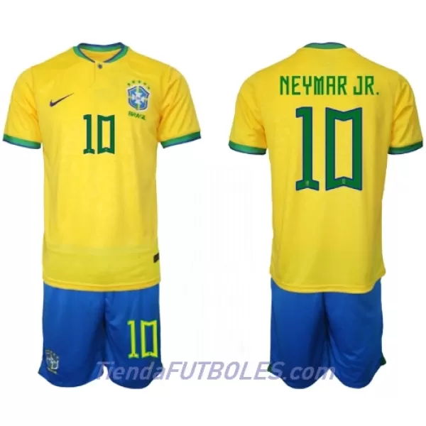Conjunto Brasil Neymar Jr 10 Niño Primera Mundial 2022