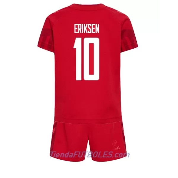 Conjunto Dinamarca Christian Eriksen 10 Niño Primera Mundial 2022