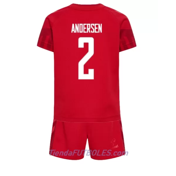 Conjunto Dinamarca Joachim Andersen 2 Niño Primera Mundial 2022