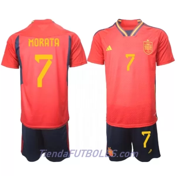 Conjunto España Alvaro Morata 7 Niño Primera Mundial 2022