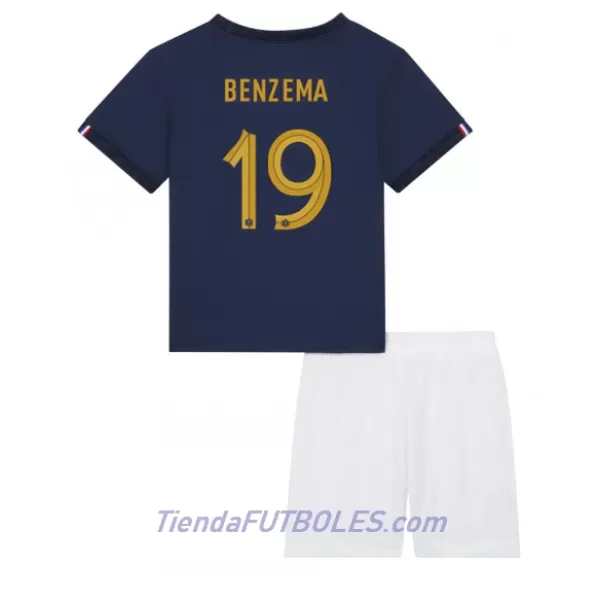 Conjunto Francia Karim Benzema 19 Niño Primera Mundial 2022