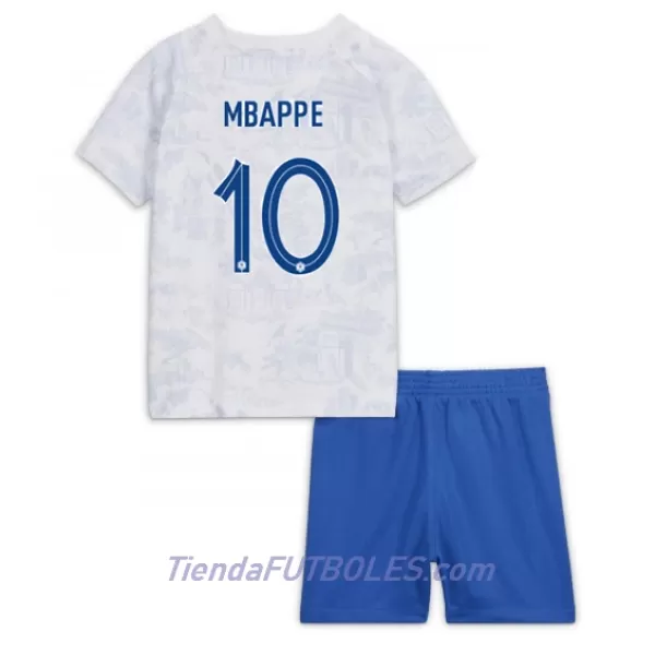Conjunto Francia Kylian Mbappé 10 Niño Segunda Mundial 2022