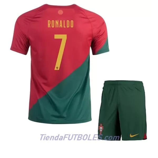 Conjunto Portugal Cristiano Ronaldo 7 Niño Primera Mundial 2022