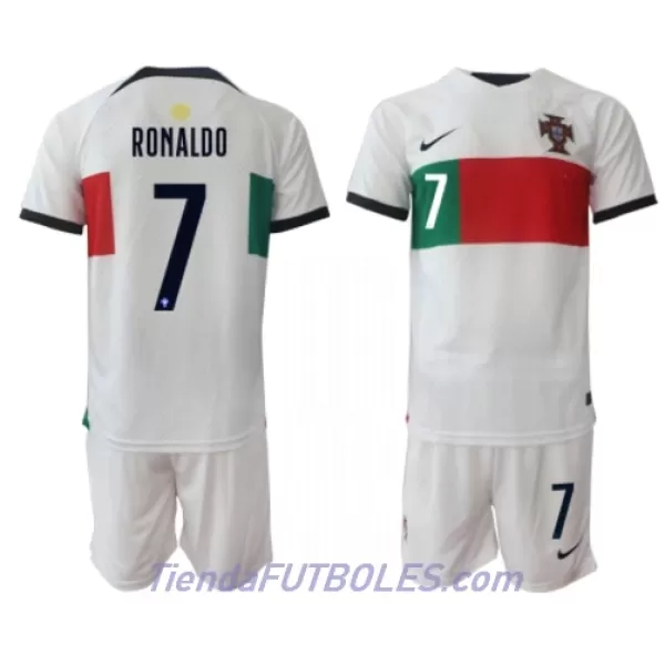 Conjunto Portugal Cristiano Ronaldo 7 Niño Segunda Mundial 2022
