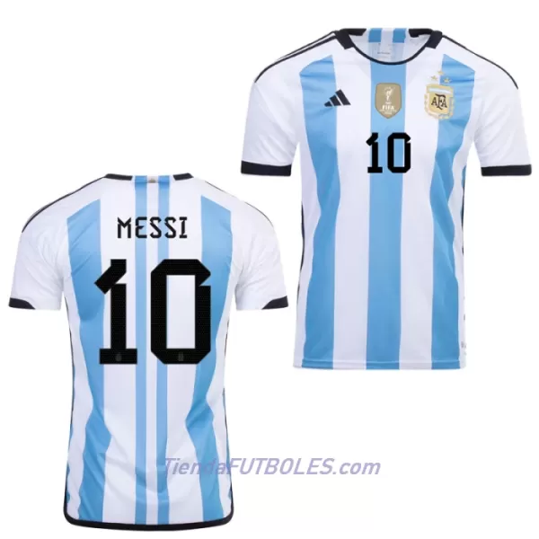 Camiseta Argentina 3 Star Messi 10 Hombre Primera Mundial 2022
