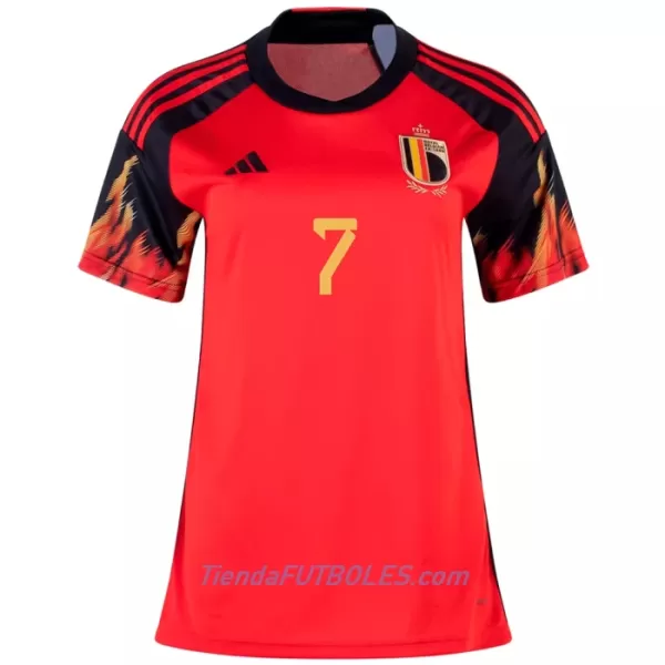 Camiseta Bélgica De Bruyne 7 Mujer Primera Mundial 2022