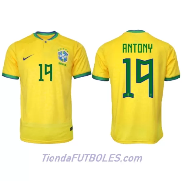 Camiseta Brasil Antony 19 Hombre Primera Mundial 2022