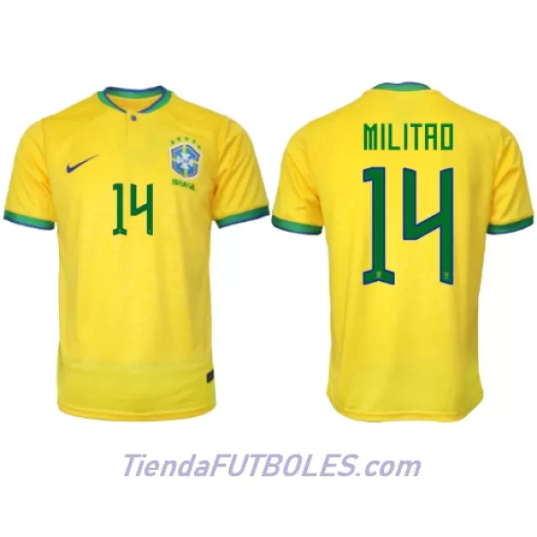 Camiseta Brasil Eder Militao 14 Hombre Primera Mundial 2022