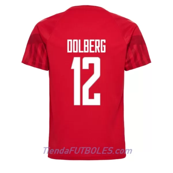 Camiseta Dinamarca Kasper Dolberg 12 Hombre Primera Mundial 2022