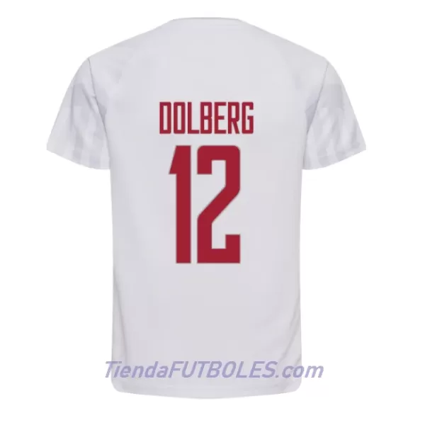 Camiseta Dinamarca Kasper Dolberg 12 Hombre Segunda Mundial 2022