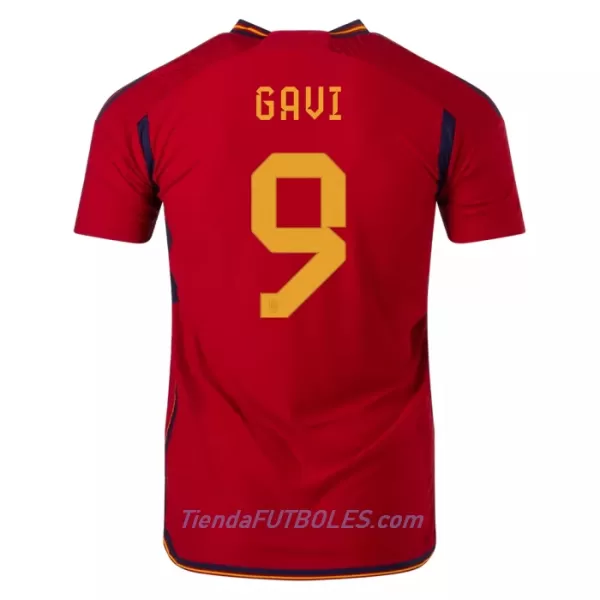 Camiseta España Gavi 9 Hombre Primera Mundial 2022