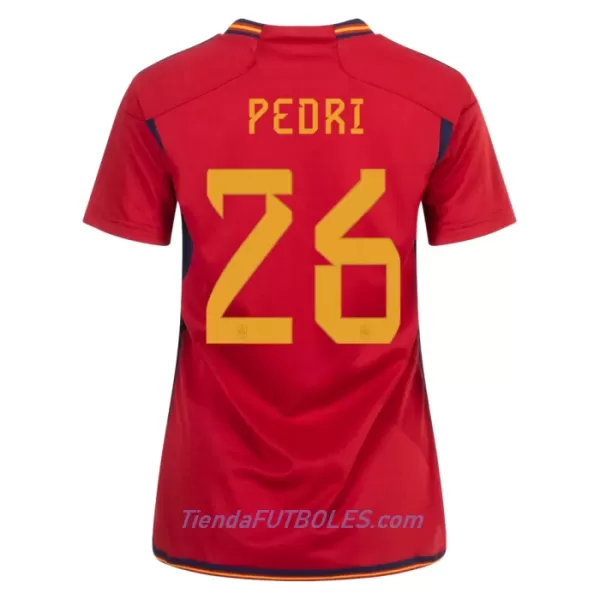 Camiseta España Pedri 26 Mujer Primera Mundial 2022