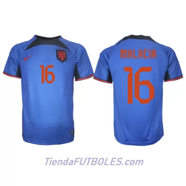 Camiseta Países Bajos Tyrell Malacia 16 Hombre Segunda Mundial 2022