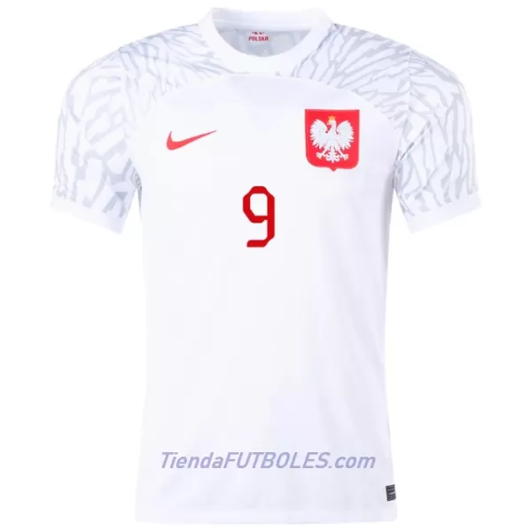 Camiseta Polonia Lewandowski 9 Hombre Primera Mundial 2022