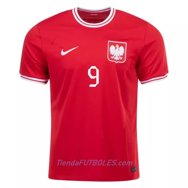 Camiseta Polonia Lewandowski 9 Hombre Segunda Mundial 2022