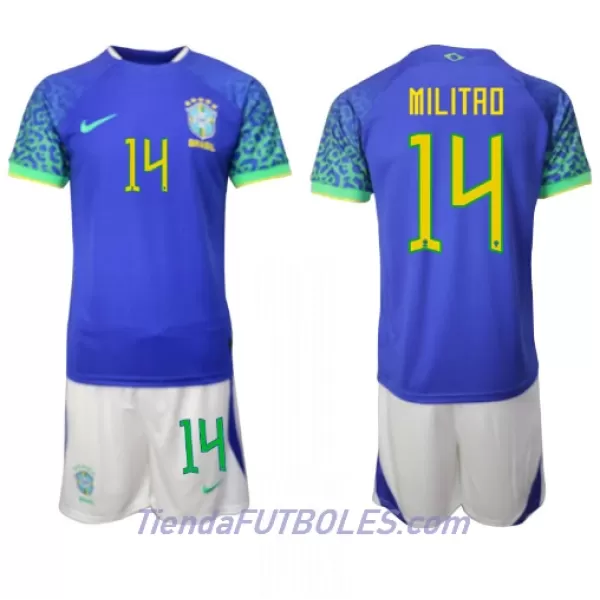 Conjunto Brasil Eder Militao 14 Niño Segunda Mundial 2022