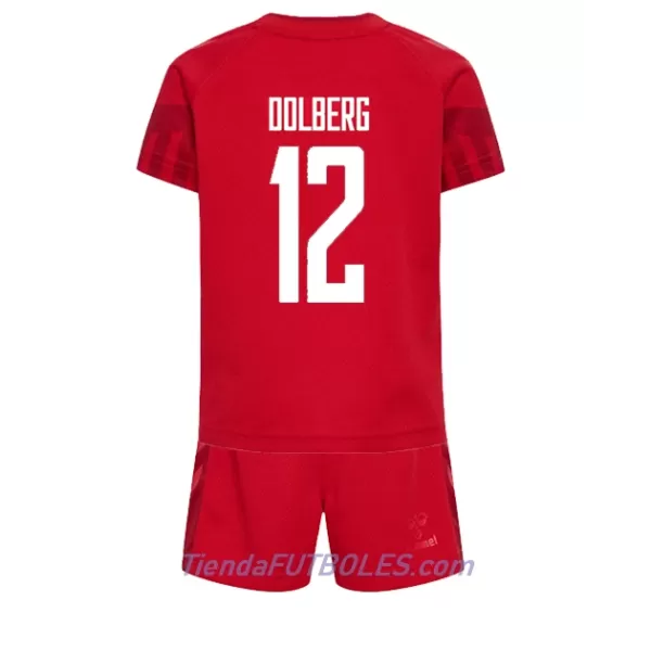 Conjunto Dinamarca Kasper Dolberg 12 Niño Primera Mundial 2022