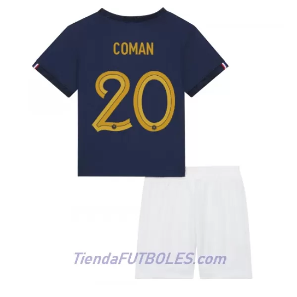 Conjunto Francia Kingsley Coman 20 Niño Primera Mundial 2022