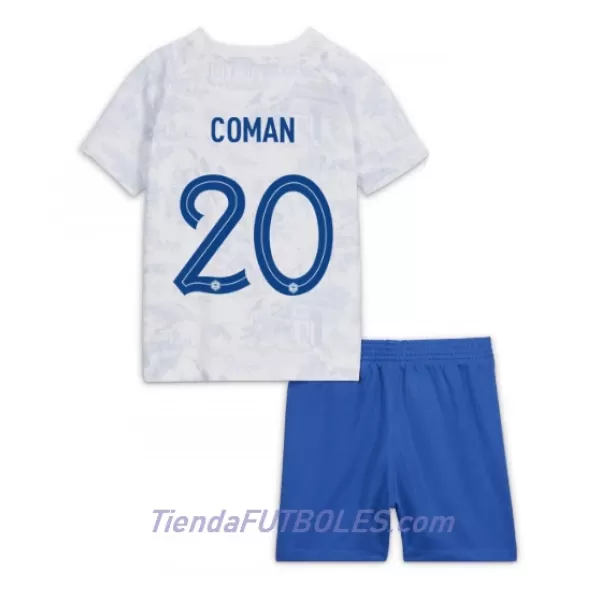 Conjunto Francia Kingsley Coman 20 Niño Segunda Mundial 2022