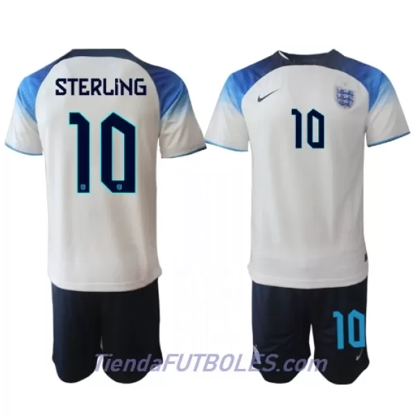 Conjunto Inglaterra Raheem Sterling 10 Niño Primera Mundial 2022